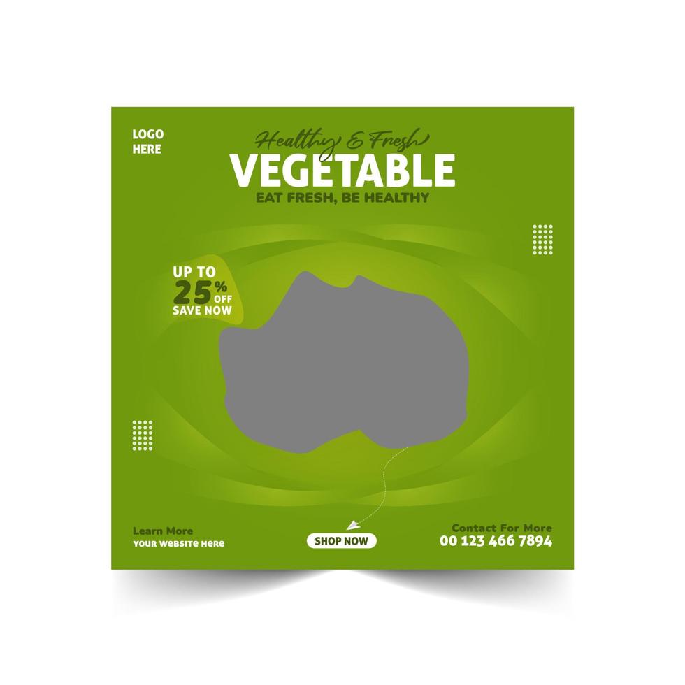 Fresh organic vegetable food salad social banner design template vector