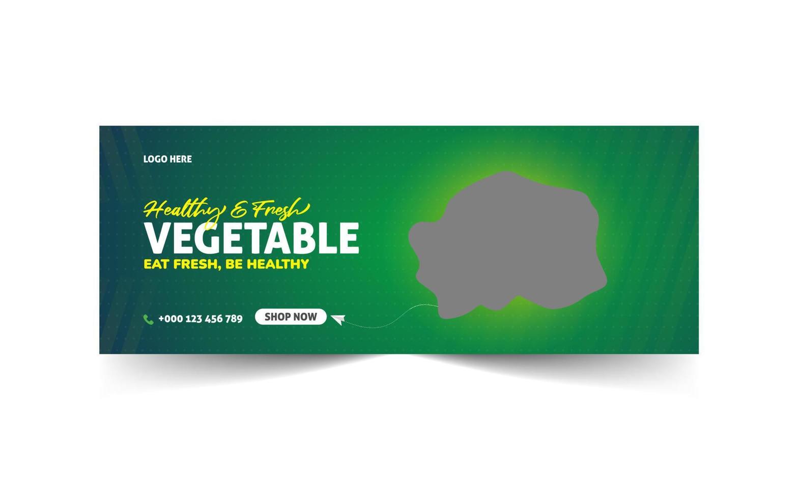 Fresh organic vegetable food salad social banner design template vector