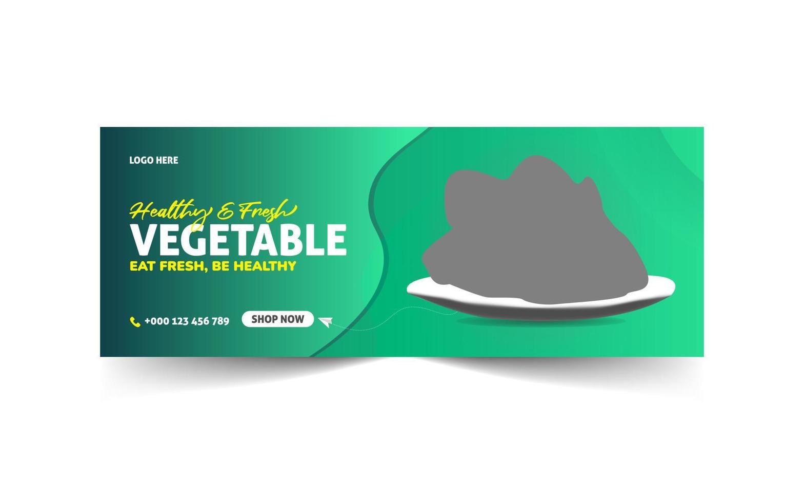 Fresh organic vegetable food salad social banner design template vector