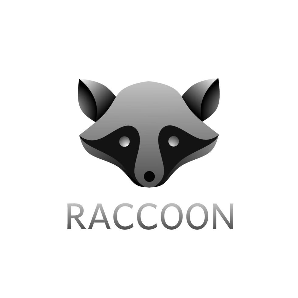 Illustration vector graphic of logo template head face raccoon gradient black gray color