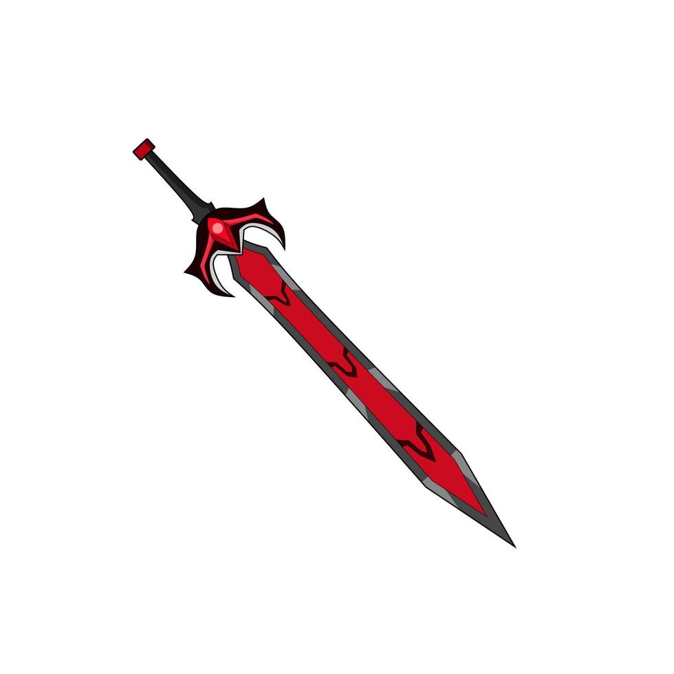 ilustración vectorial gráfico de espada fantasía color rojo perfecto para juego mmorpg vector