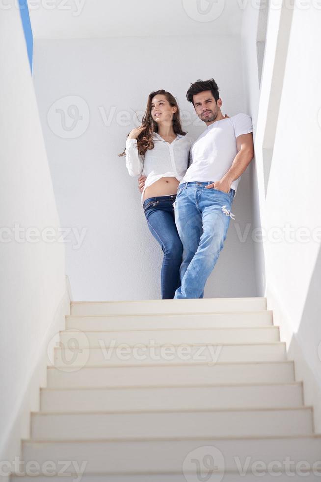 happy young romantic couple have fun arelax  relax at home photo