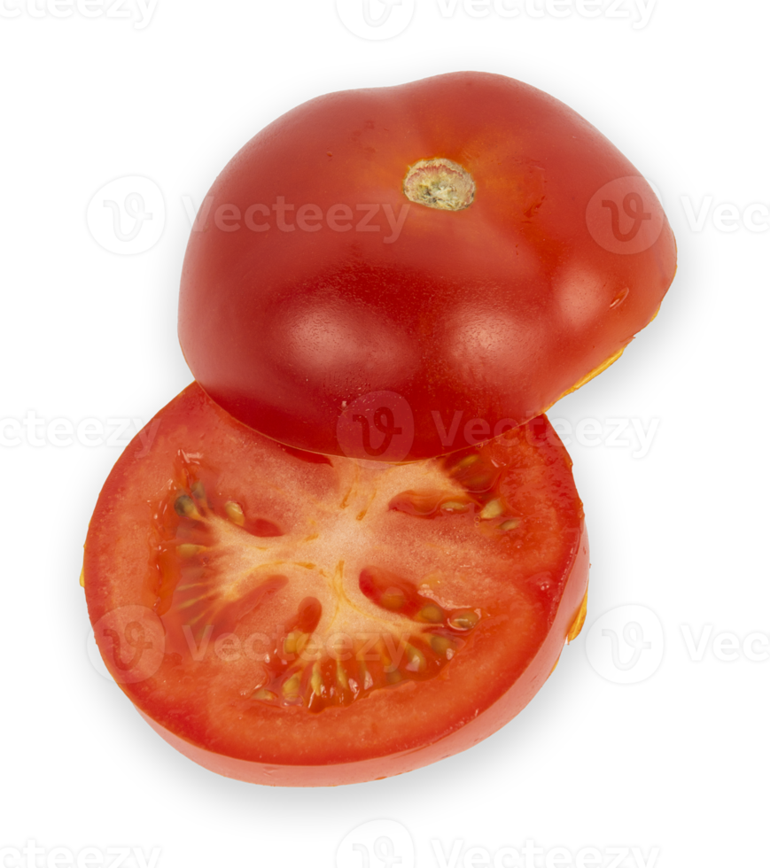 Rodaja de tomate fresco rojo cortado aislado png