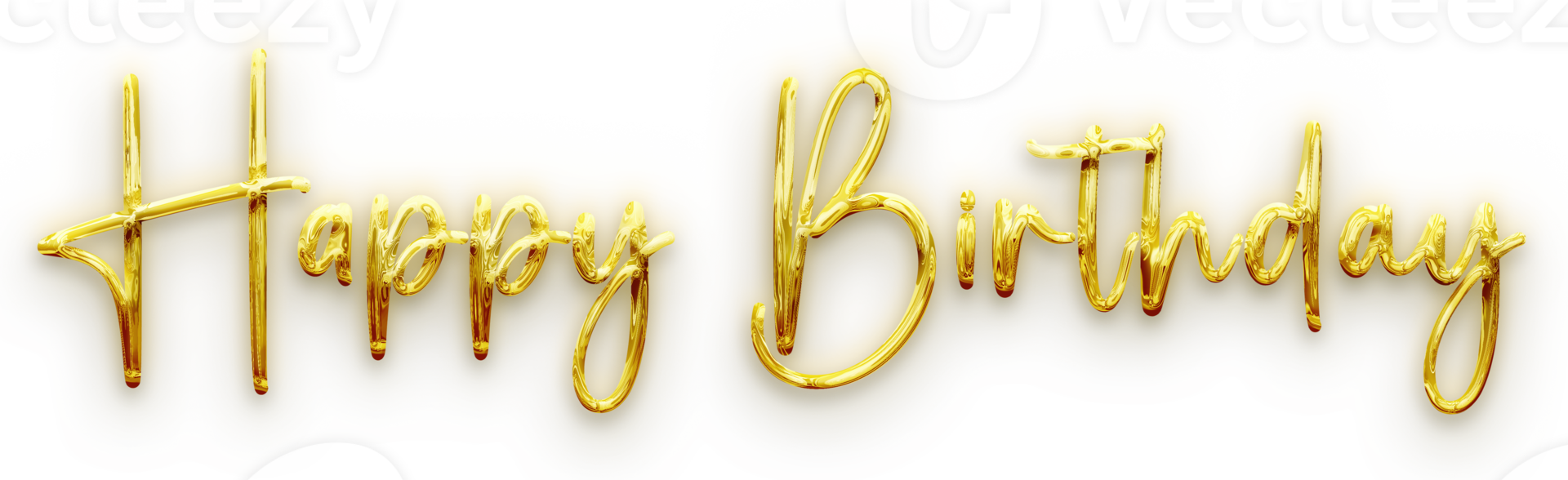 Golden volumetric 3D Text inscription Happy Birthday. isolation cut out png