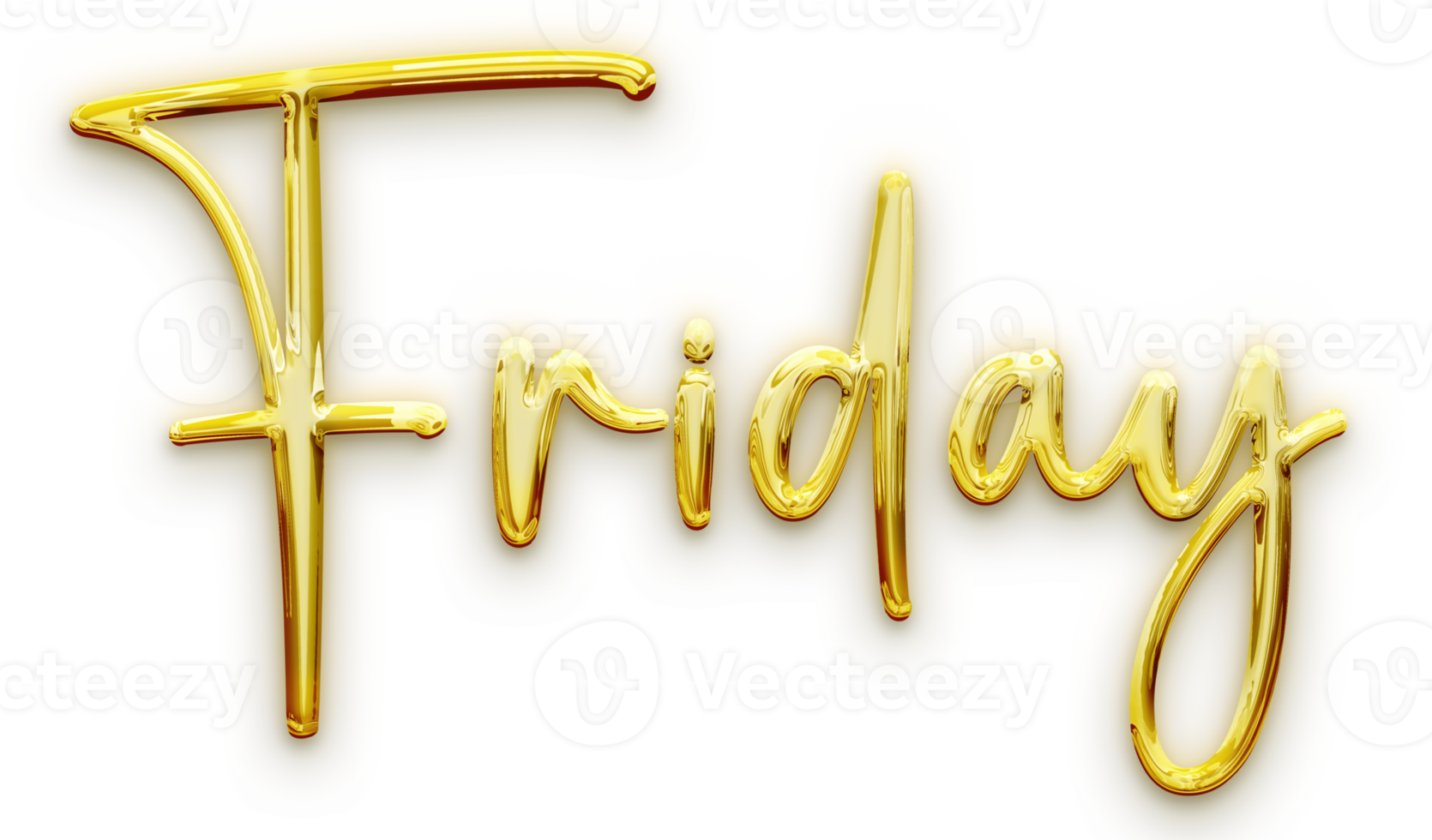 Golden volumetric 3D Text of the inscription Friday isolated cut out png