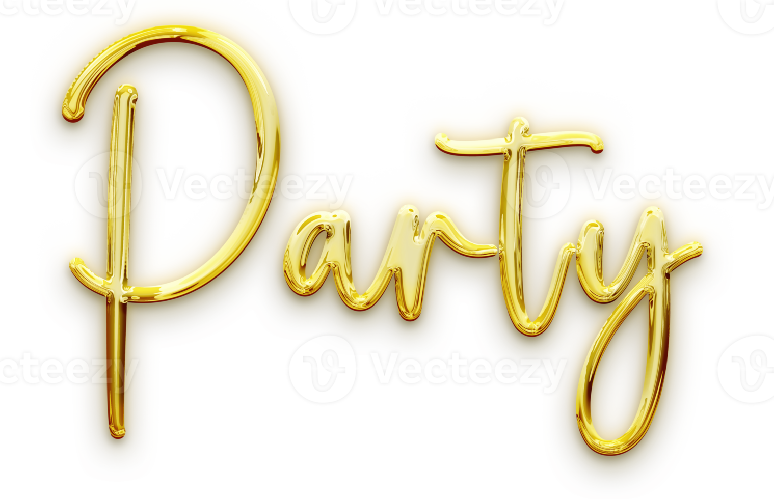 Golden volumetric 3D Text of the inscription Party isolated cut out png