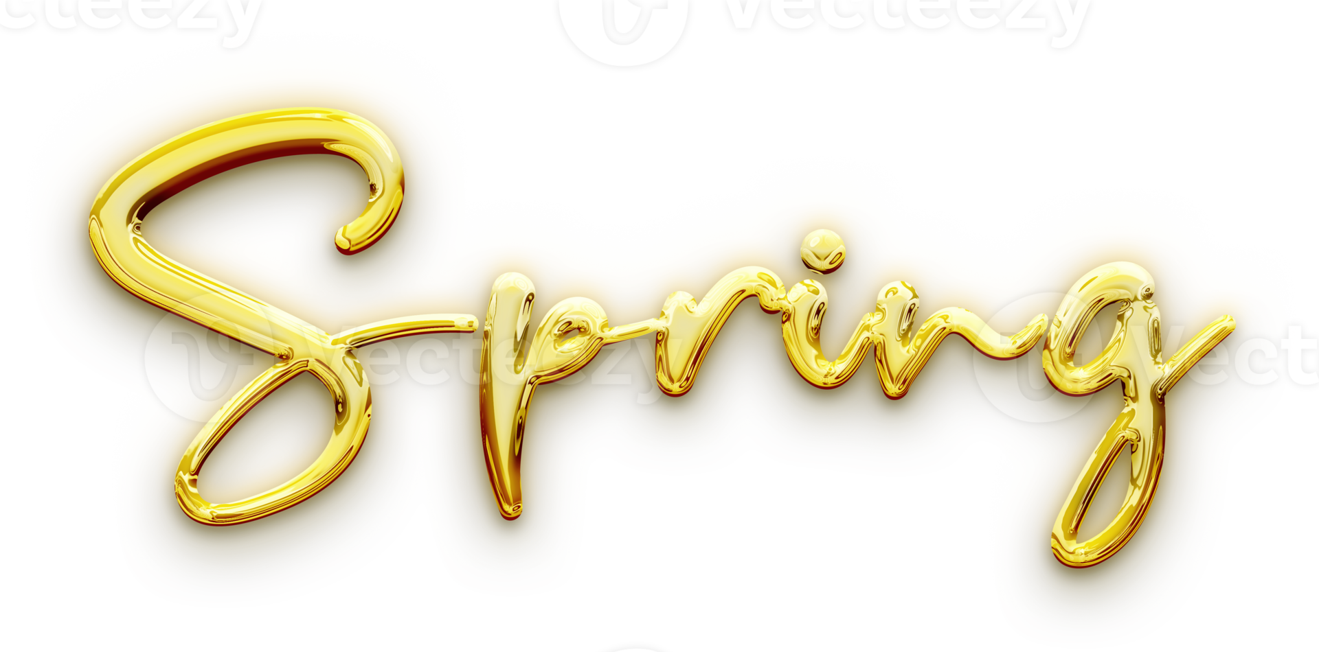 Golden volumetric 3D Text inscription Spring isolated cut out png