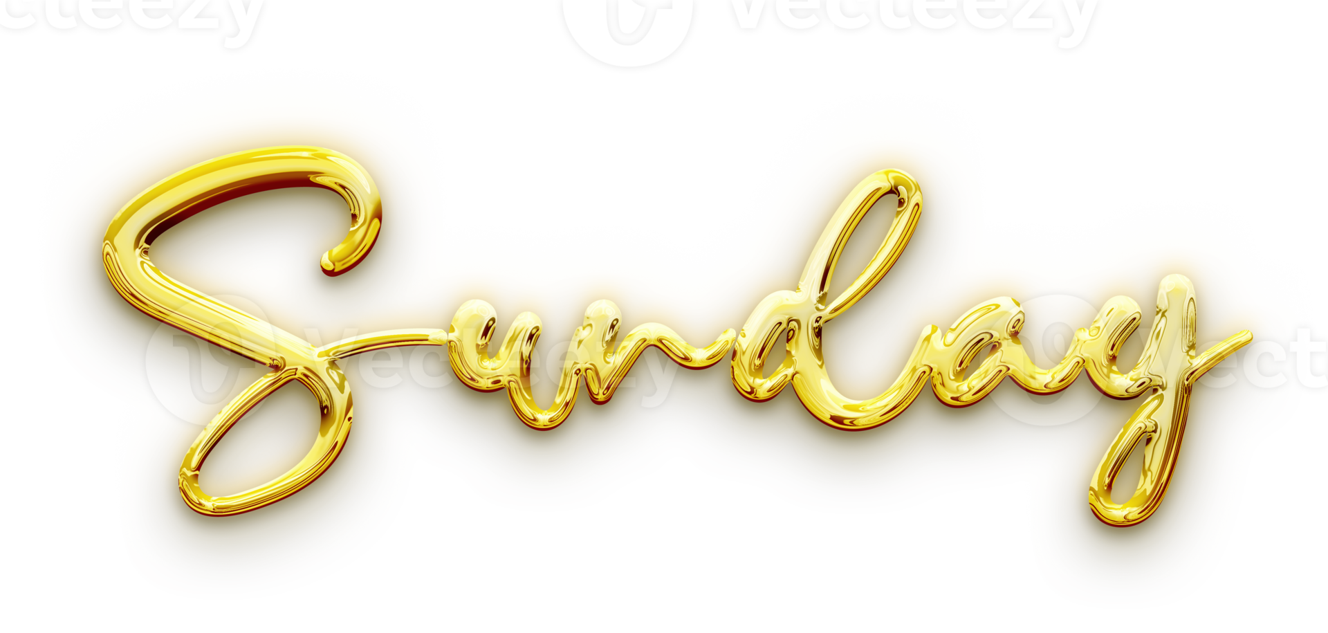 Golden volumetric 3D Text of the inscription Sunday isolated cut out png