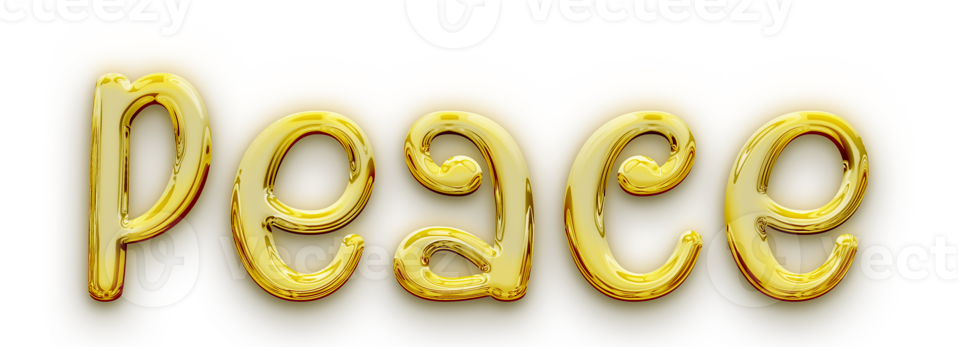 Golden volumetric 3D Text of the inscription Peace isolated cut out png