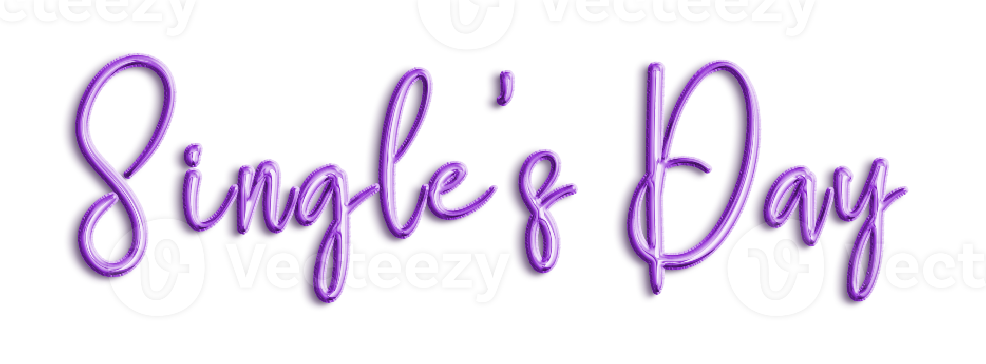 Purple Volumetric 3D Text Balloons Singles day cut out png