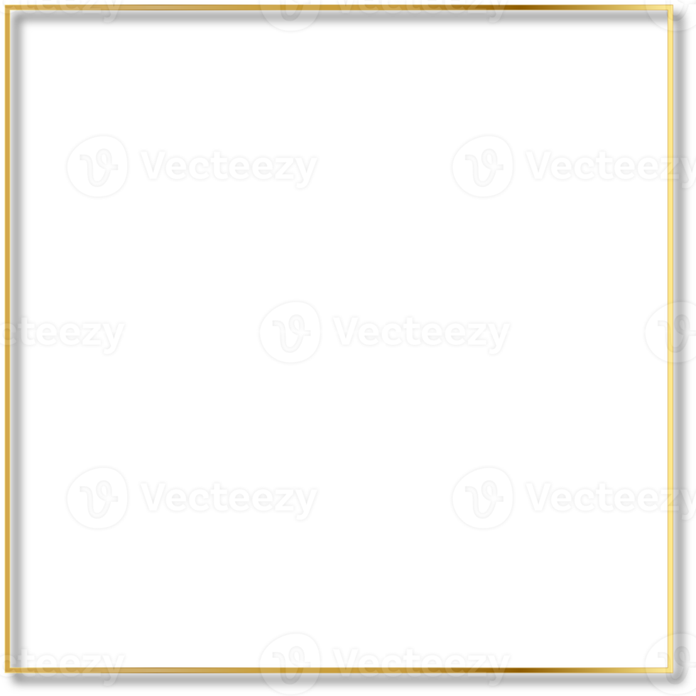 quadratischer goldener rahmen isoliert ausgeschnitten png