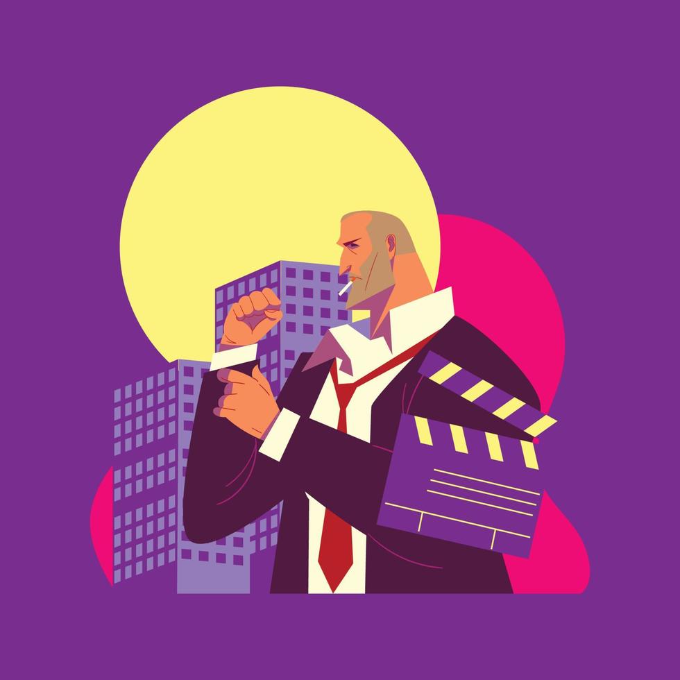 Actor in Fighting Movie Scene vector