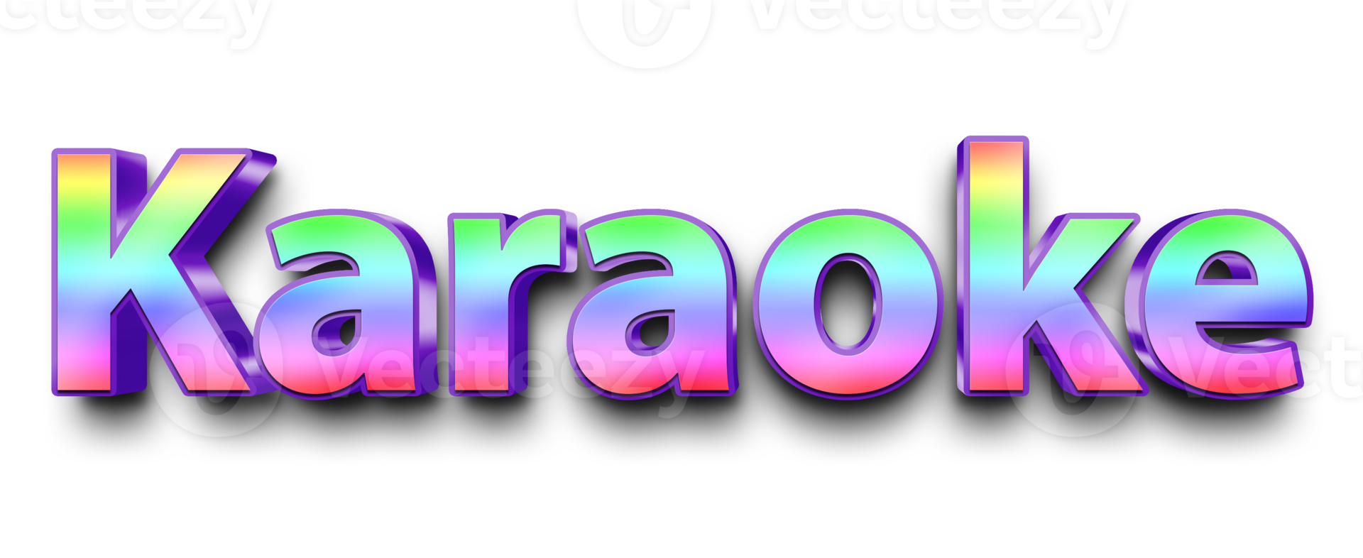 rainbow volumetric 3D Text of the inscription Karaoke isolated cut out png