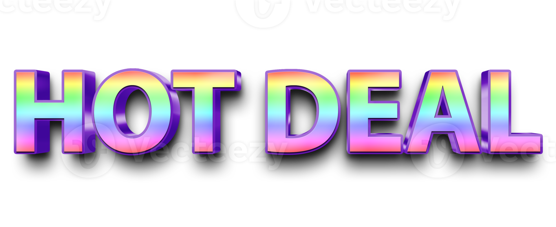 Regenbogen volumetrischer 3D-Text der Aufschrift Hot Deal isoliert ausgeschnitten png