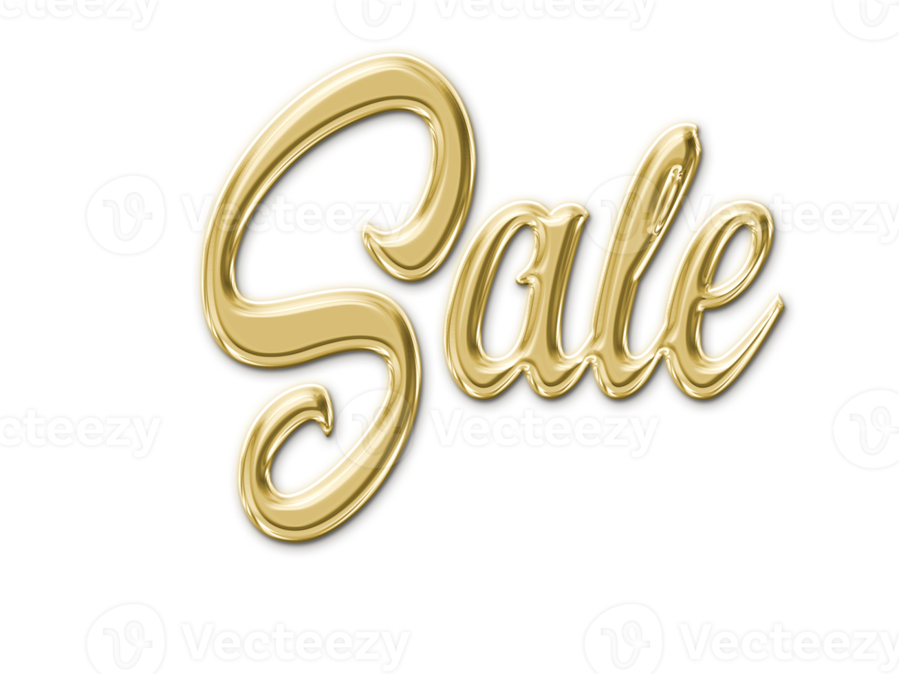 Golden volumetric 3D Text inscription Sale isolated cut out png