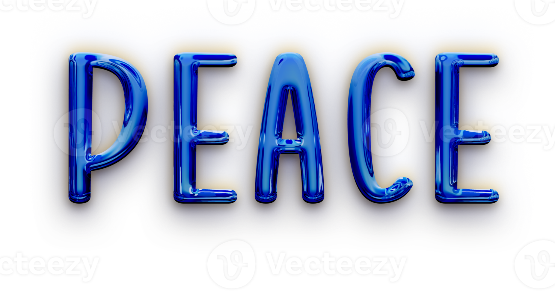 Blue volumetric 3D Text of the inscription Peace isolated cut out png