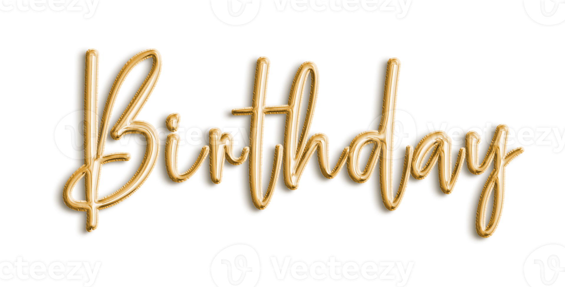 Golden Volumetric 3D Text Balloons Lettering Birthday cut out png