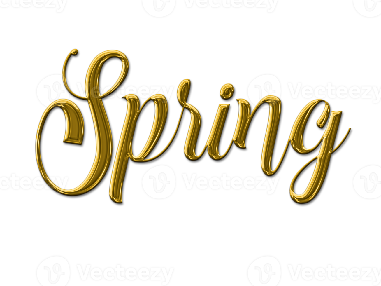 Gold volumetric 3D Text inscription Love Spring isolated cut out png