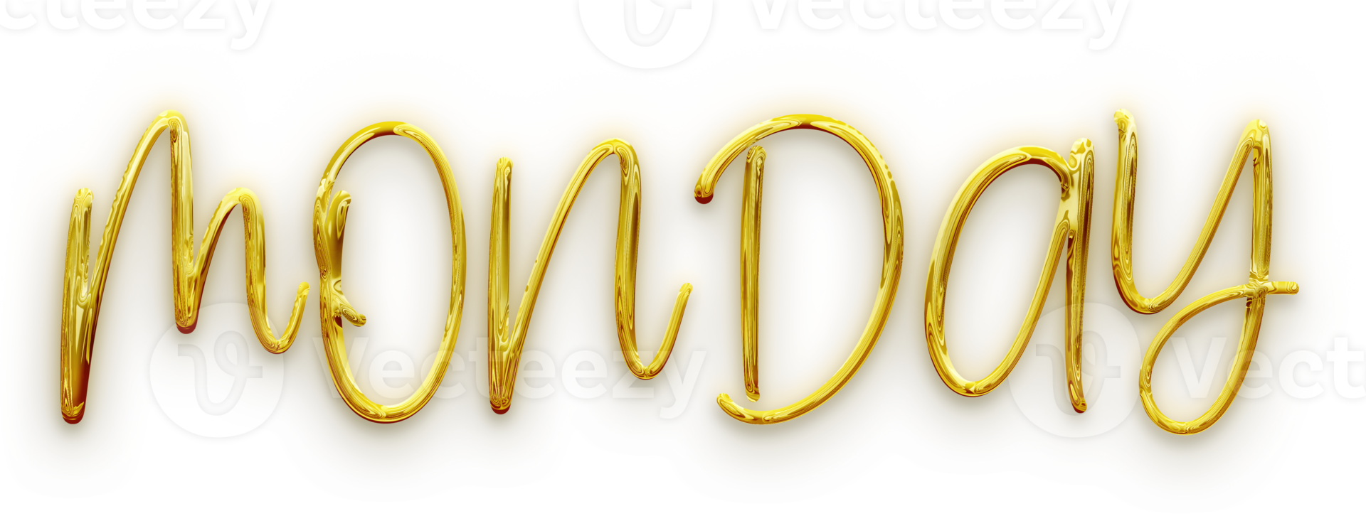 Golden volumetric 3D Text of the inscription Monday isolated cut out png