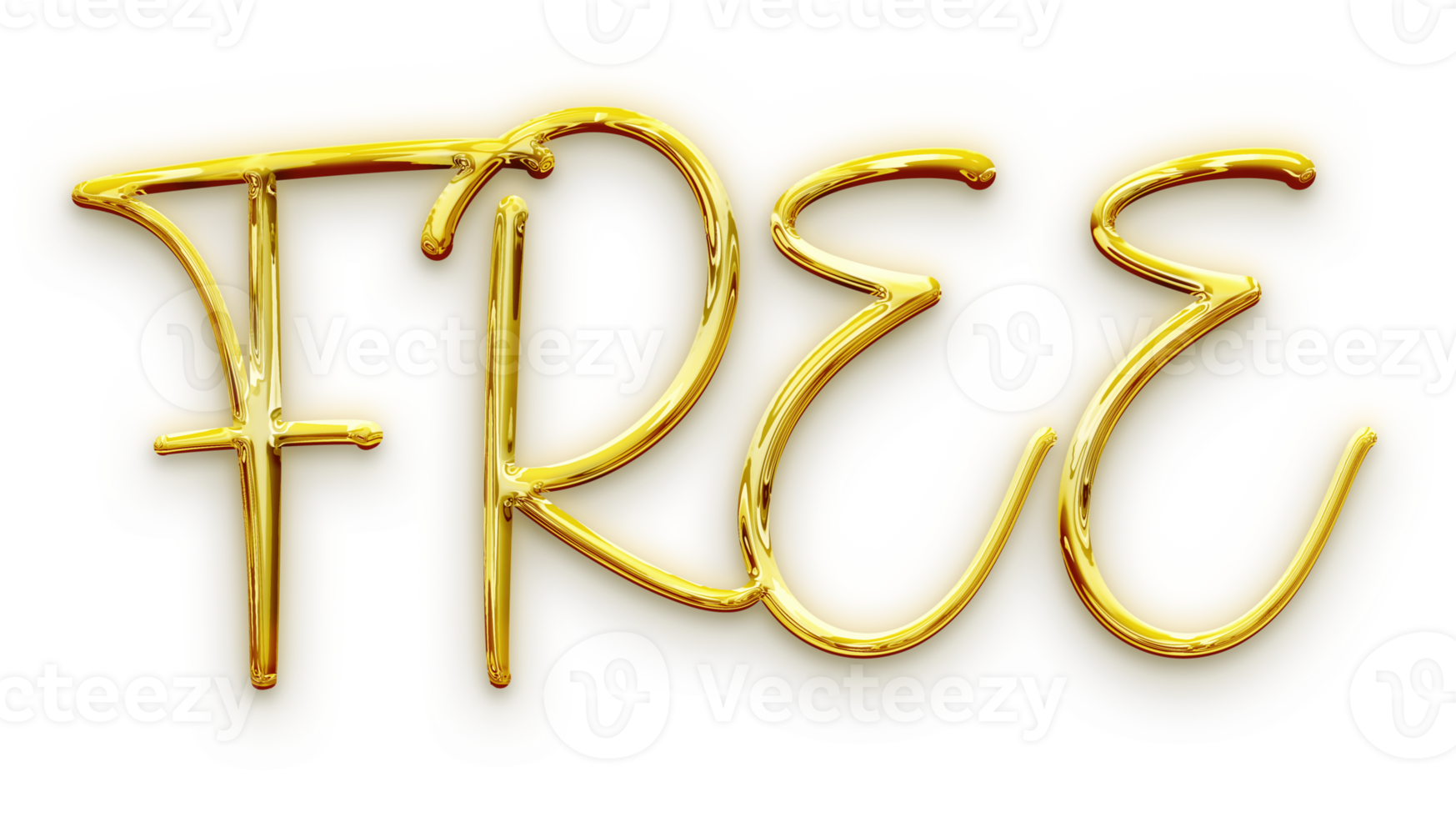 Golden volumetric 3D Text of the inscription Free isolated cut out png