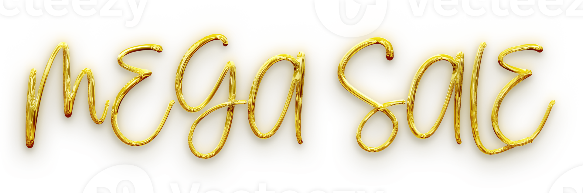 Golden volumetric 3D Text of the inscription Mega Sale isolated cut out png