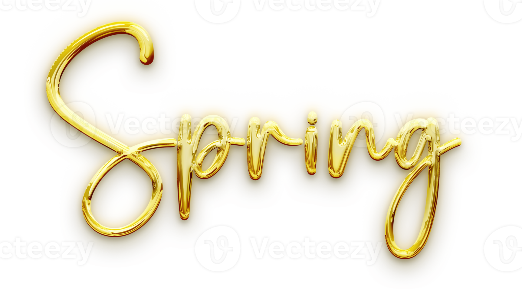 Golden volumetric 3D Text inscription Spring isolated cut out png