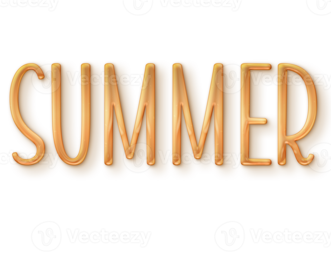 Orange volumetric 3D Text inscription Summer isolated cut out png