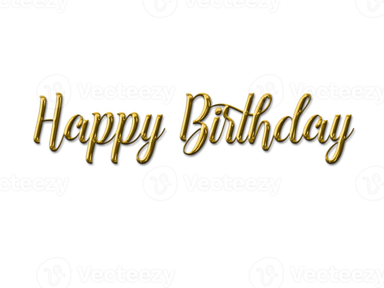 Gold volumetric 3D Text inscription Happy Birthday png