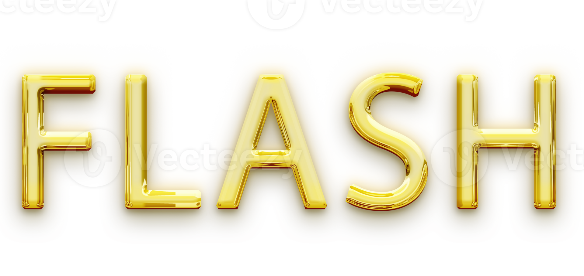 Golden volumetric 3D Text of the inscription Flash isolated cut out png