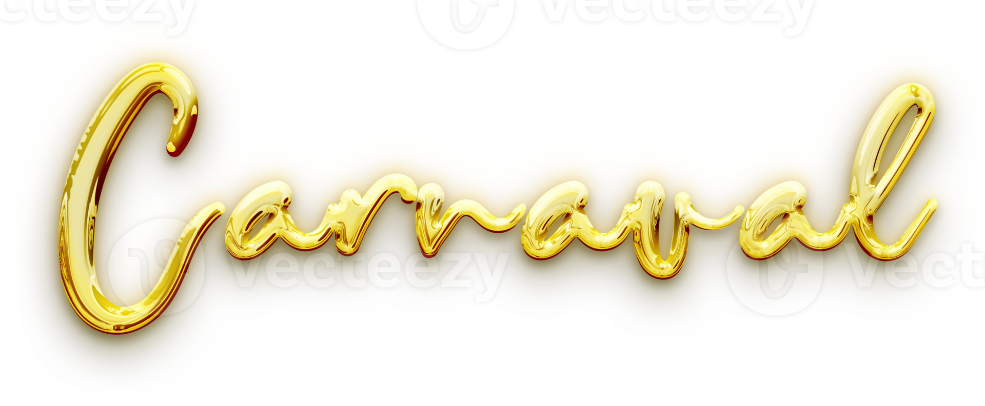 Golden volumetric 3D Text of the inscription Carnaval cut out png