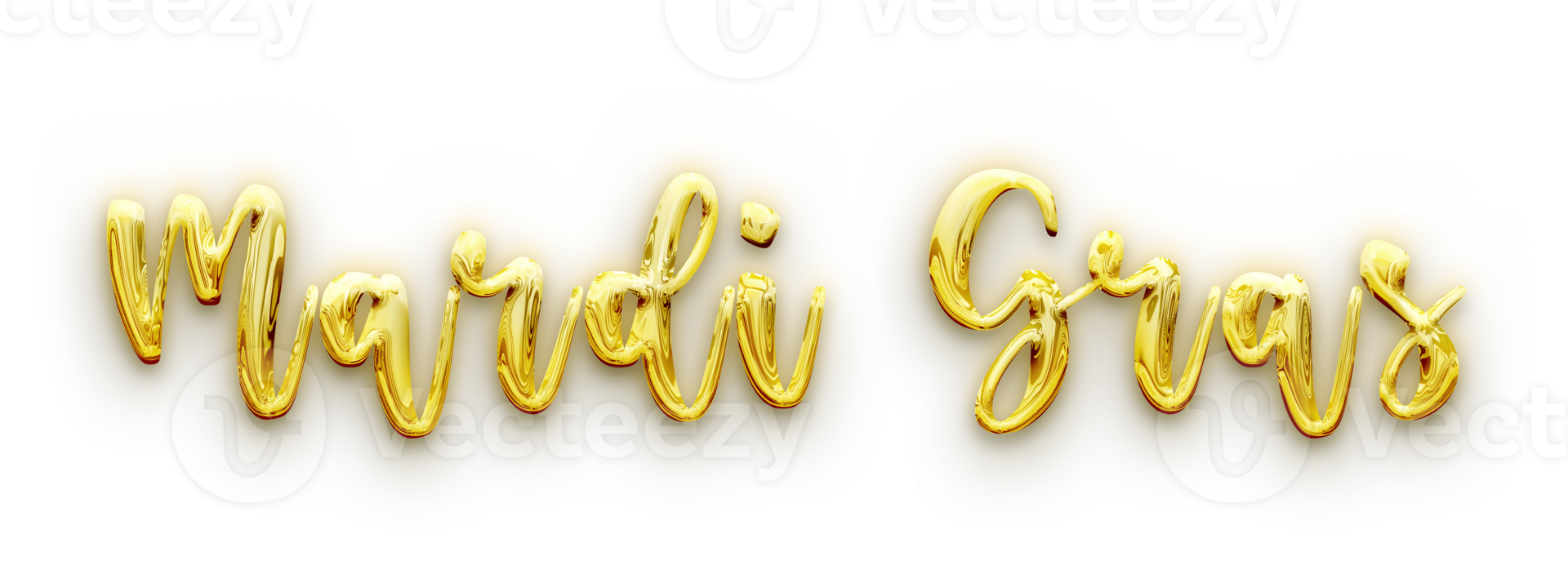 Golden volumetric 3D Text of the inscription Mardi Gras cut out png