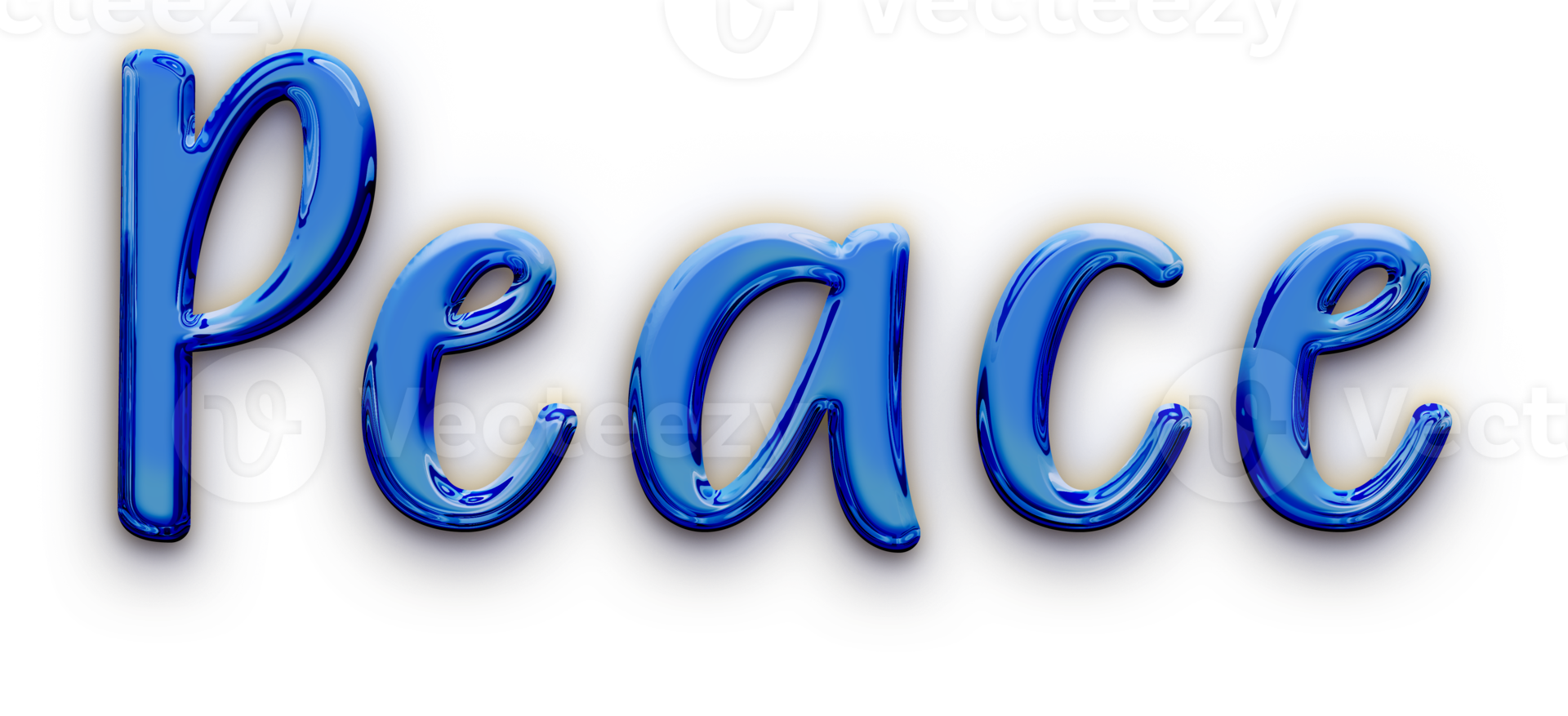 blauer volumetrischer 3d-text der inschrift frieden isoliert ausgeschnitten png