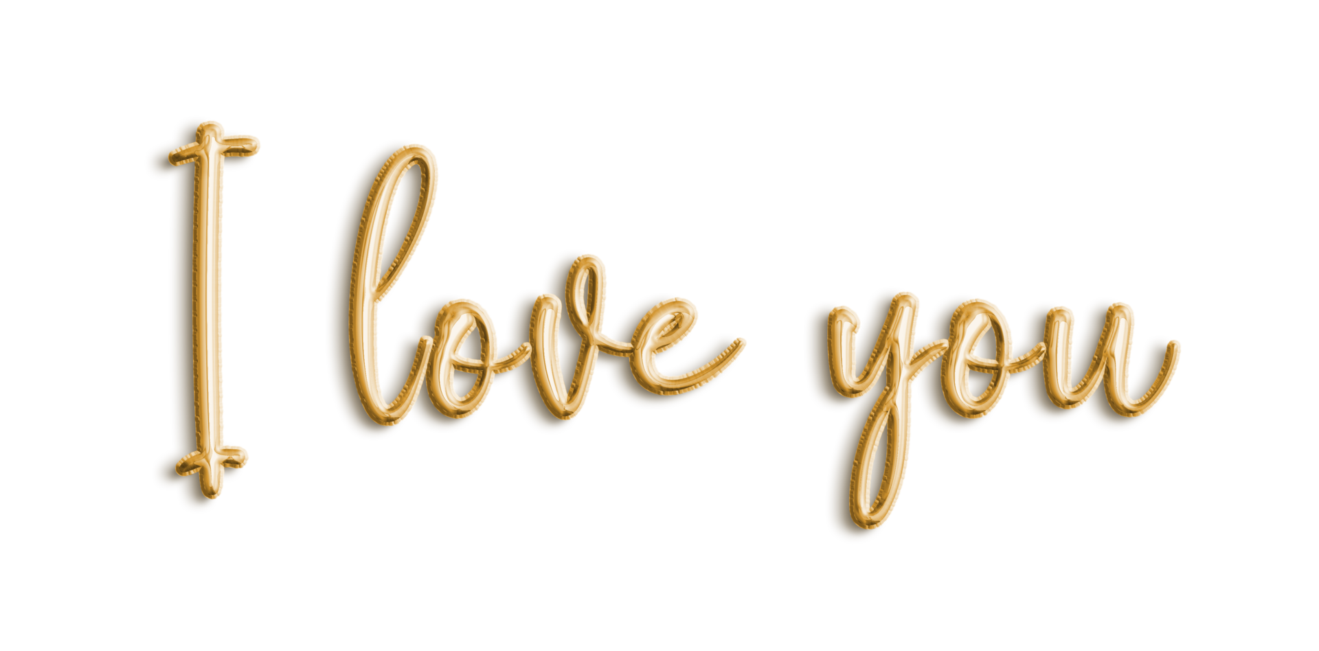 Golden Volumetric 3D Text Balloons Lettering I Love You cut out