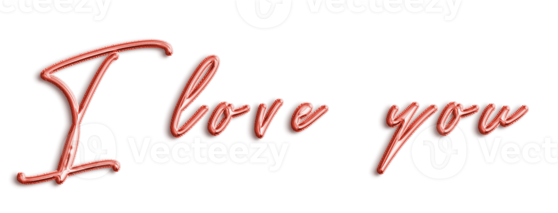 Red Volumetric 3D Text Balloons Lettering I Love You cut out png