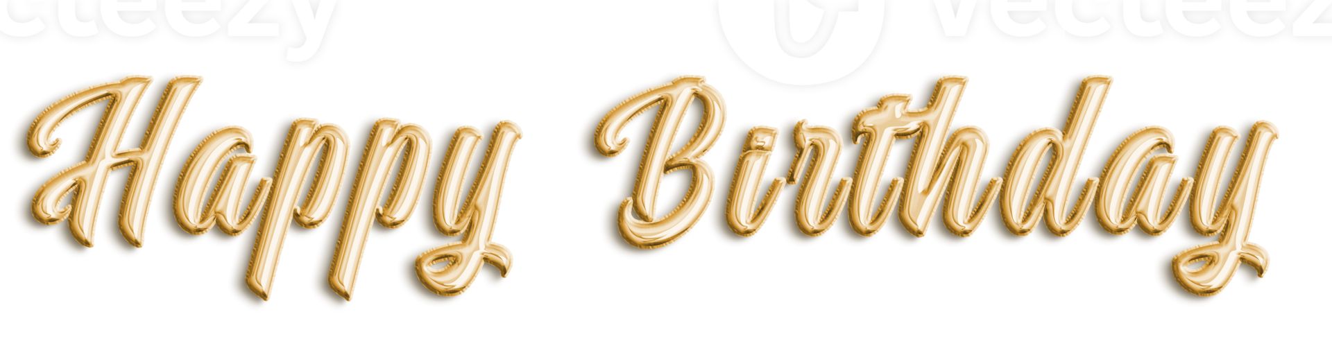 Golden Volumetric 3D Text Balloons Lettering Happy Birthday cut out png