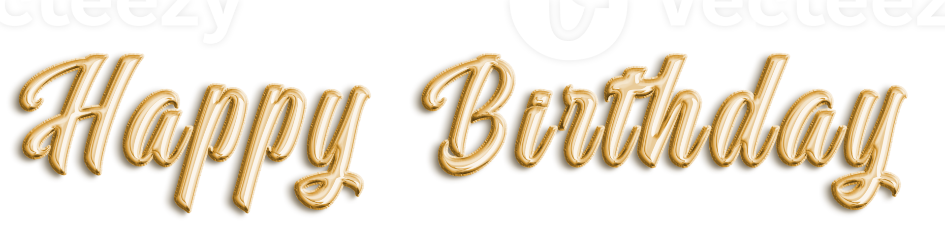 Golden Volumetric 3D Text Balloons Lettering Happy Birthday cut out png