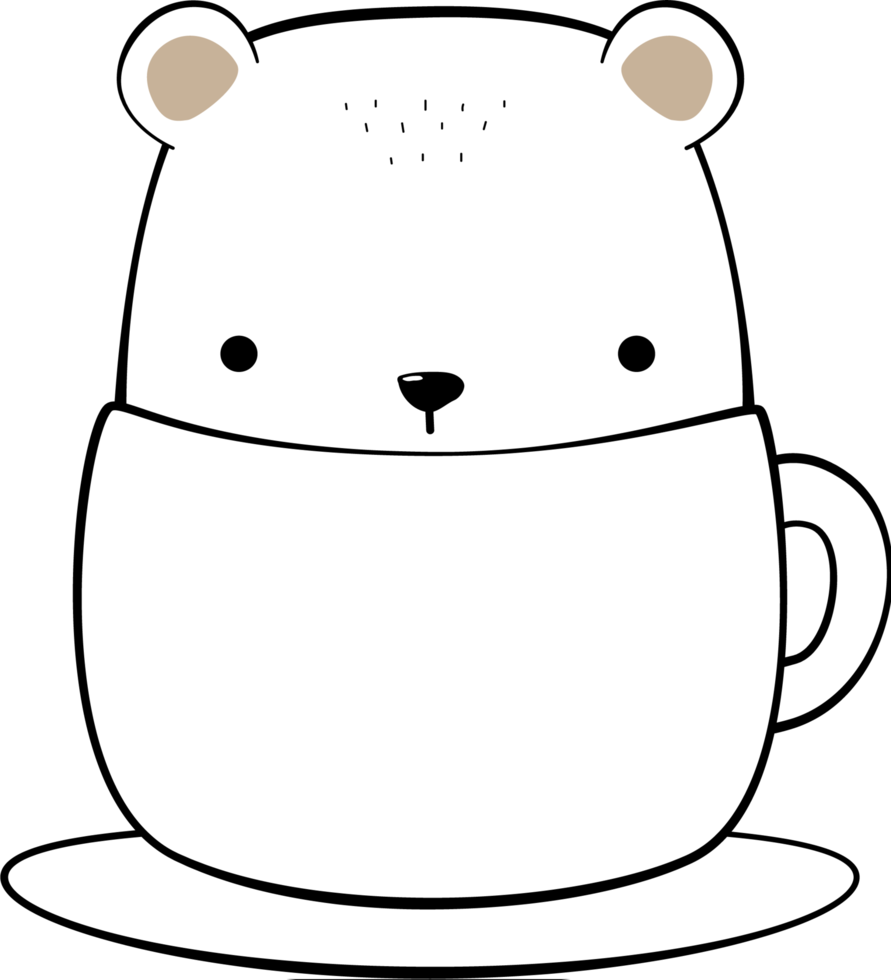 oso polar blanco en una ilustración de taza de café png