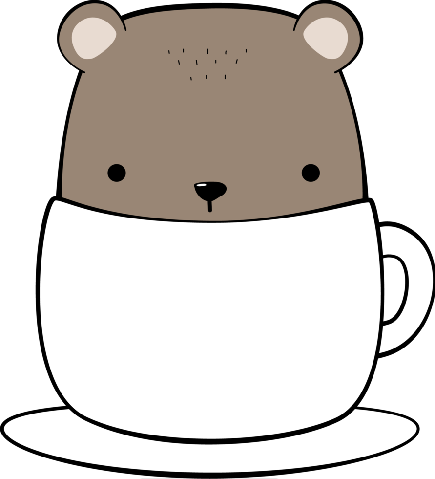 teddy bear in a coffee mug illustration png