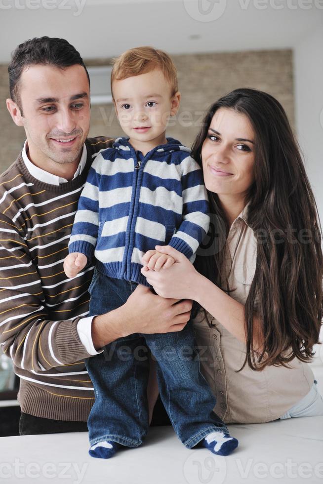 happy young family have fun  at home photo