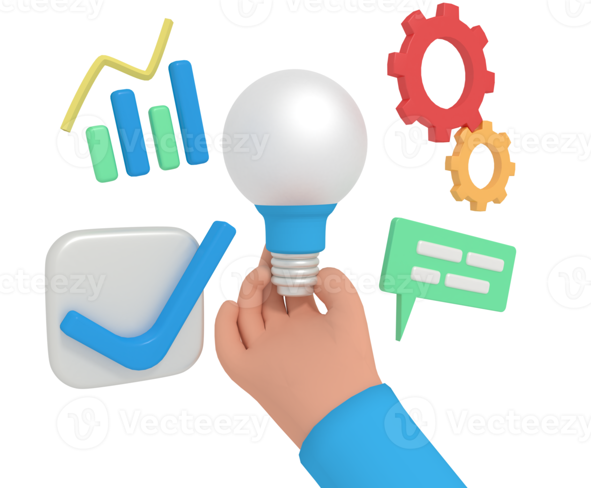 3d illustration of business idea in hand png