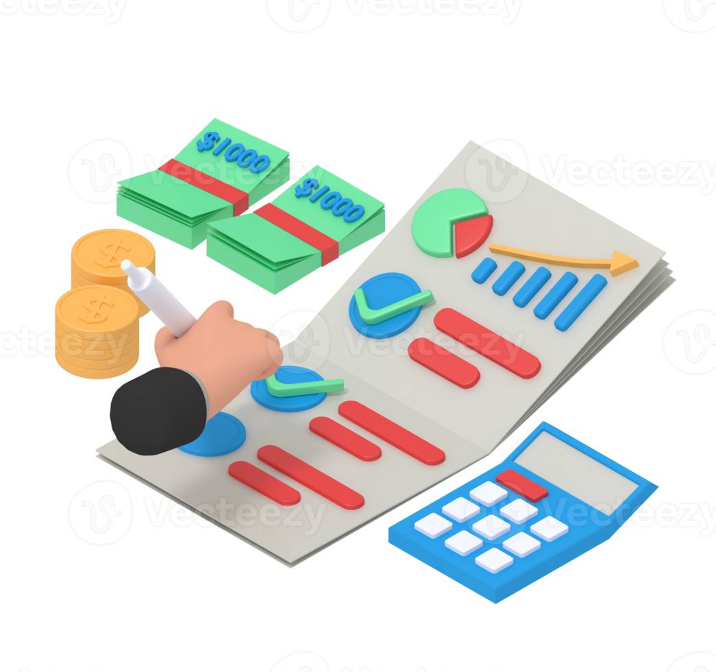 3d illustration de la liste de contrôle de la croissance des entreprises png