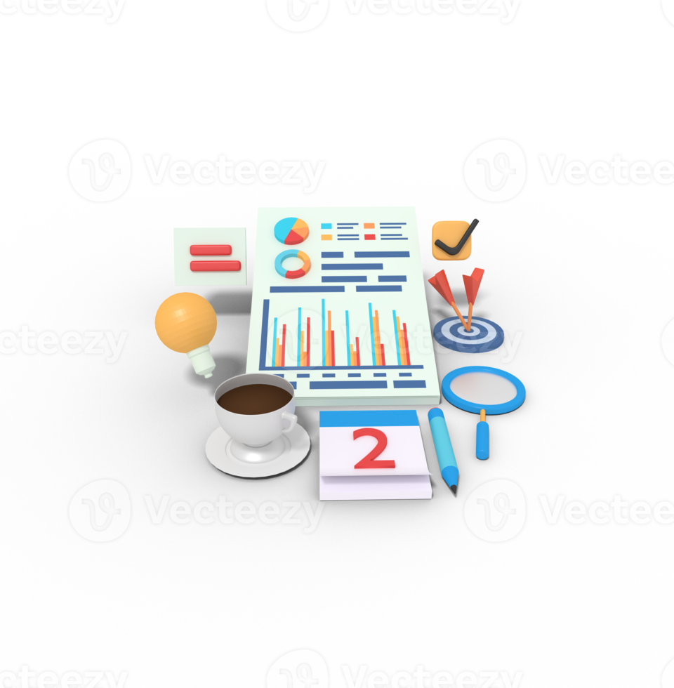 3d illustration of Business planning statistics png