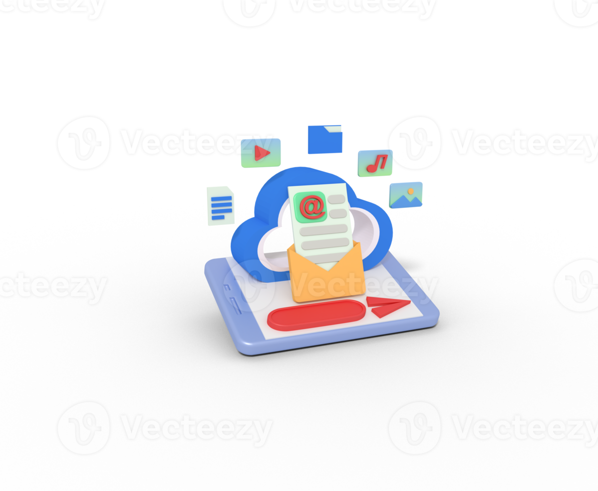 3d illustration of file transfer to cloud storage png