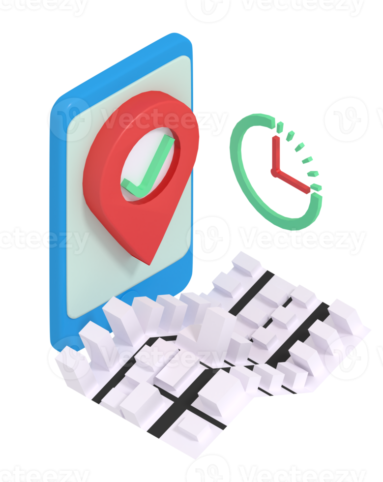 3d interpretazione di veloce consegna Posizione nel Telefono png