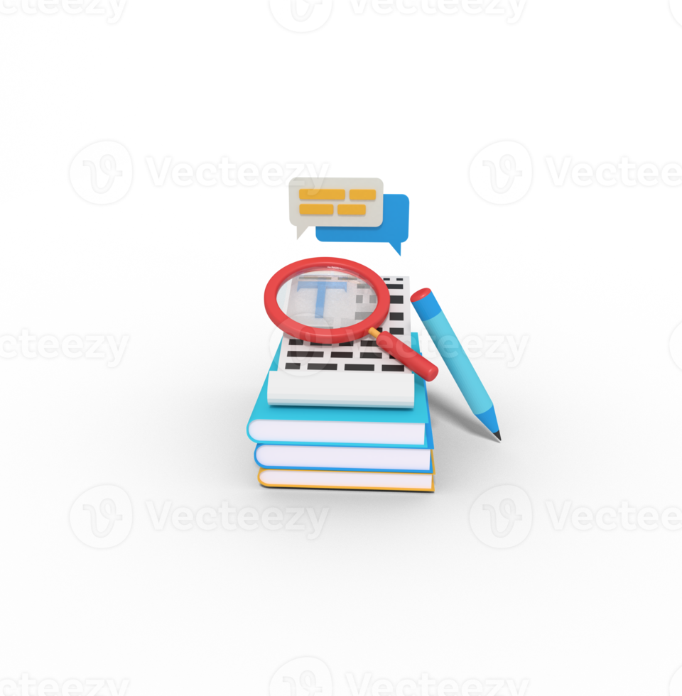 3d illustration of Searching article in a book png