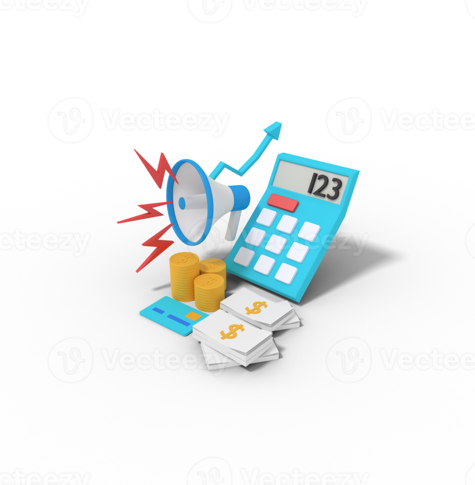 3d illustration of budget marketing png
