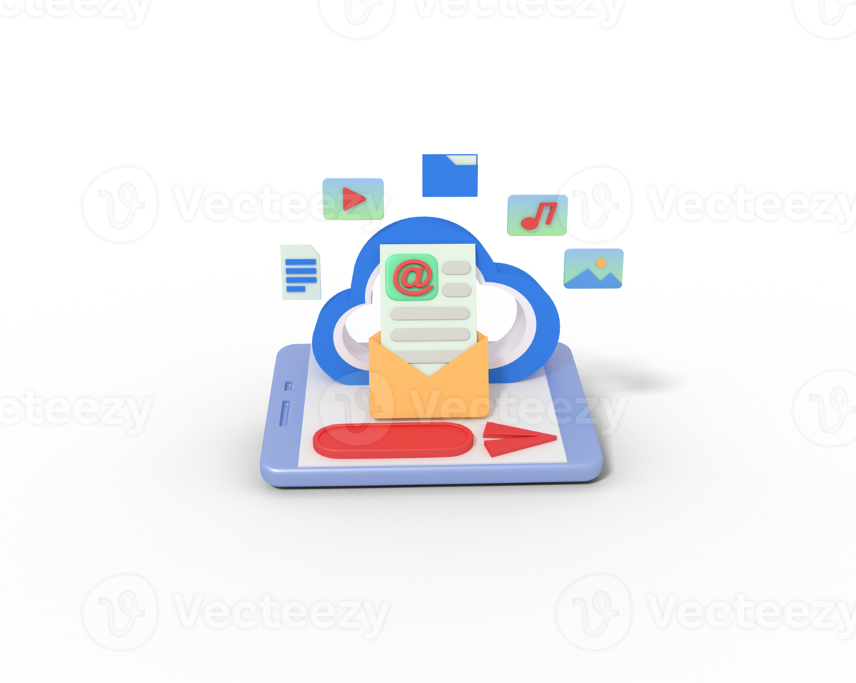 3d illustration of file transfer to cloud storage png