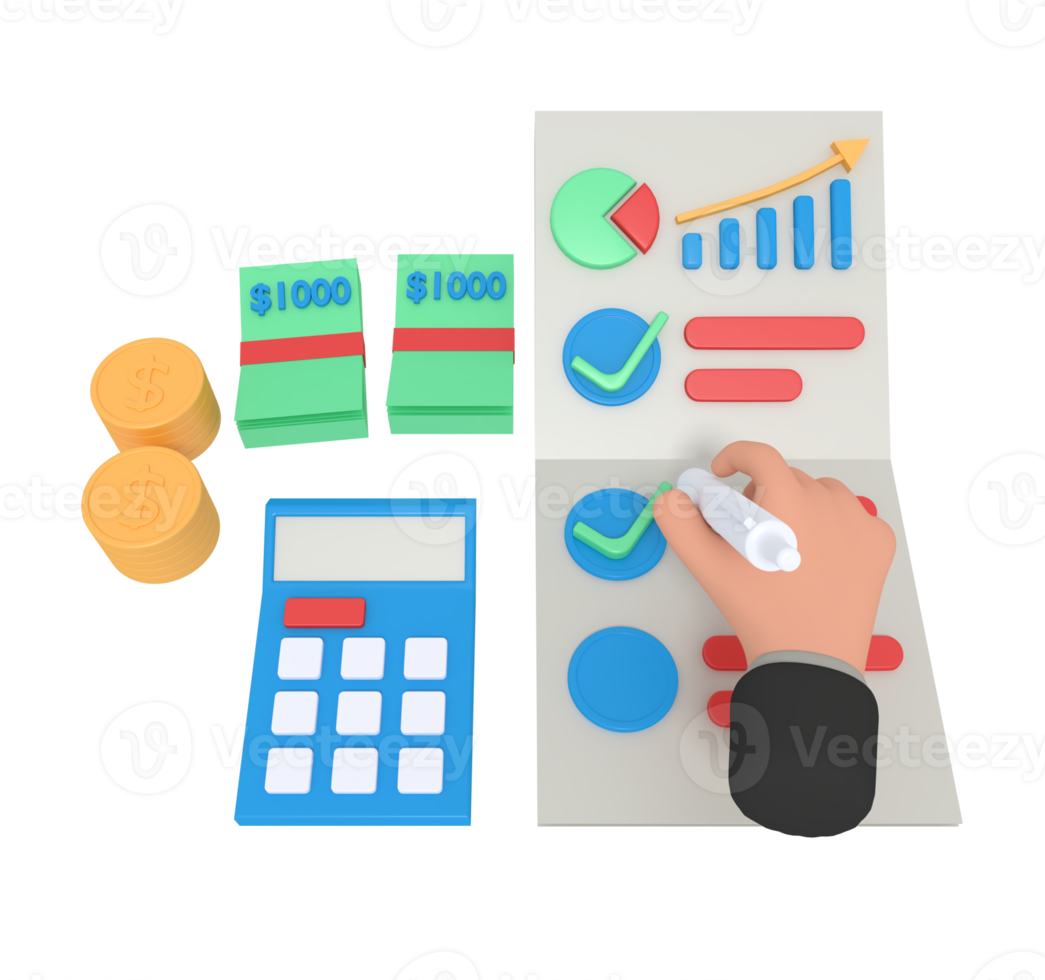 3d illustration of business growth checklist png
