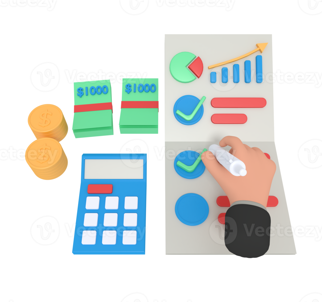 3d illustratie van bedrijf groei checklist png