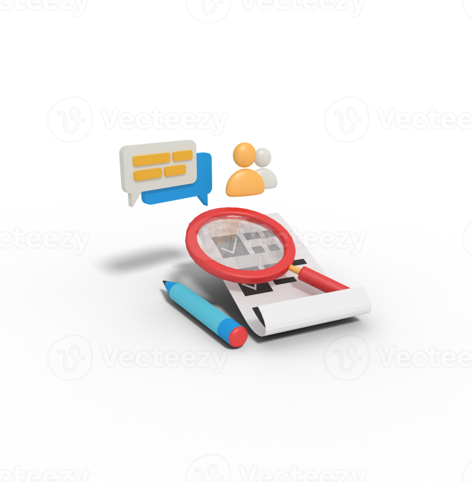 3d illustration of Searching checklist data png